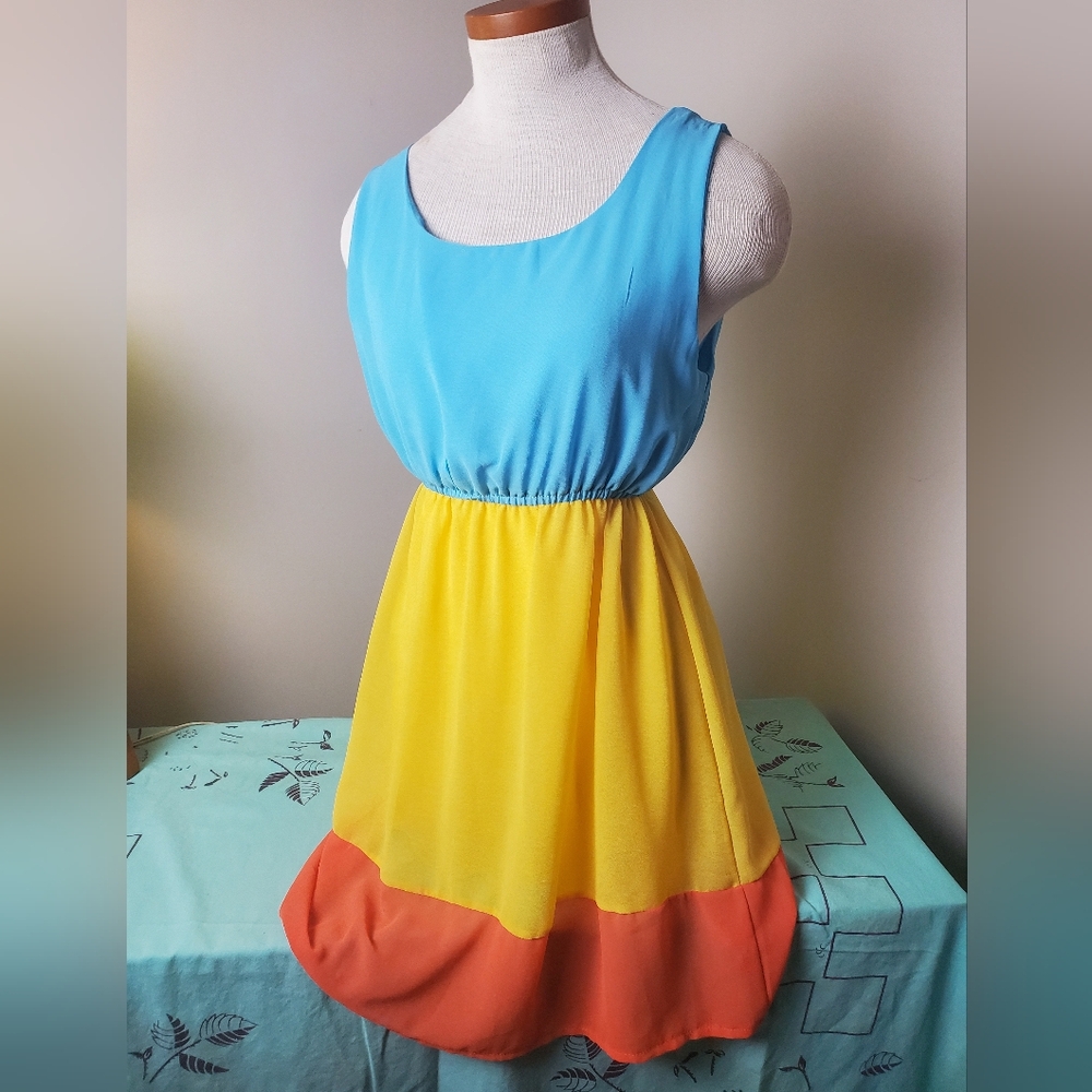Colorful Sleeveless Mini Dress